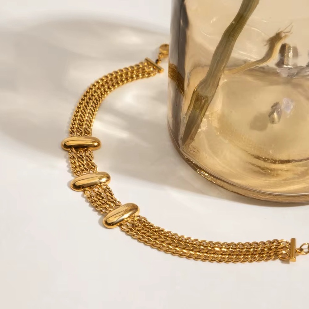 18K Gold Plated Multi Layer Cuban link Bracelet - Picture 2 of 8